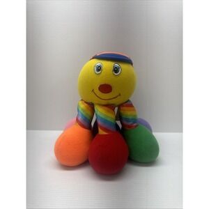 Vintage 1995 Jolly Toys Octopus Rainbow Chime Plush Stuffed Animal Toy